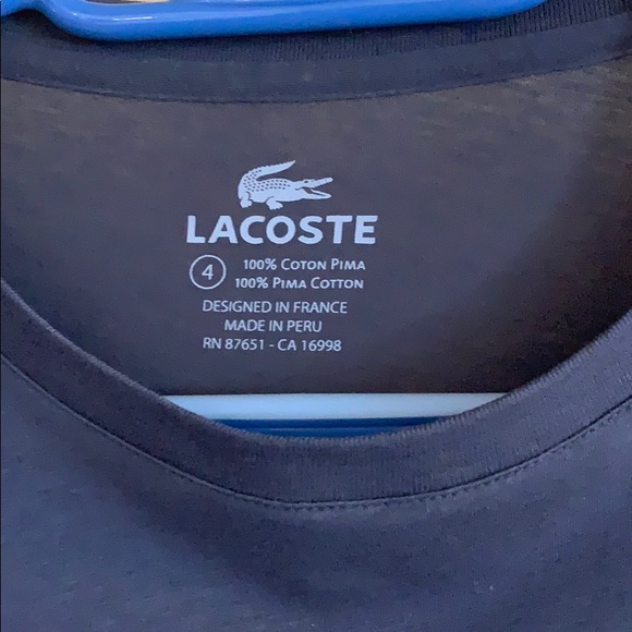 Lacoste Long Sleeve Shirt - Charcoal Grey - sz: 4 - Picture 2 of 4